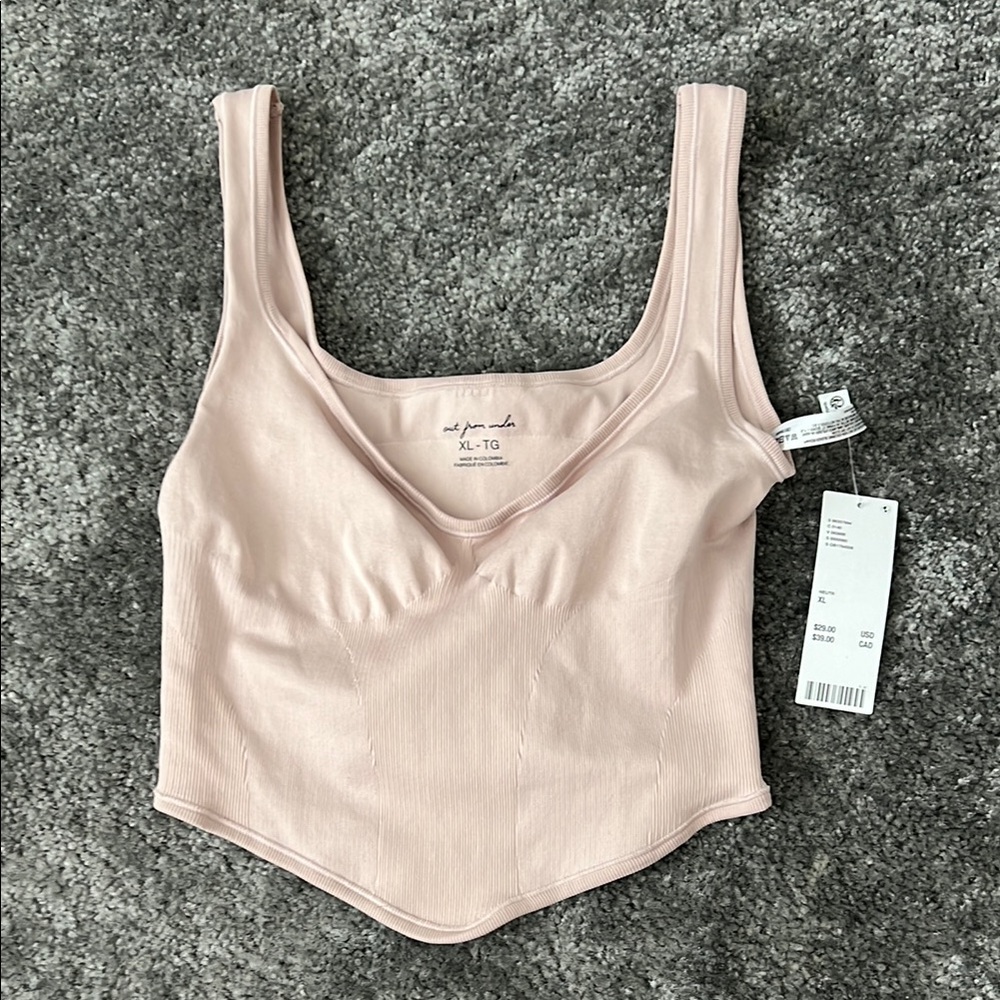 Urban Outfitters Tan Asymmetrical Crop Tank